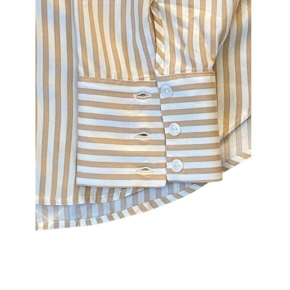 MANGO MNG STRIPED SOFT SHIRT BLOUSE FOR BUSINESS OR CASUAL OR VACATIONWEAR - Picture 3 of 6